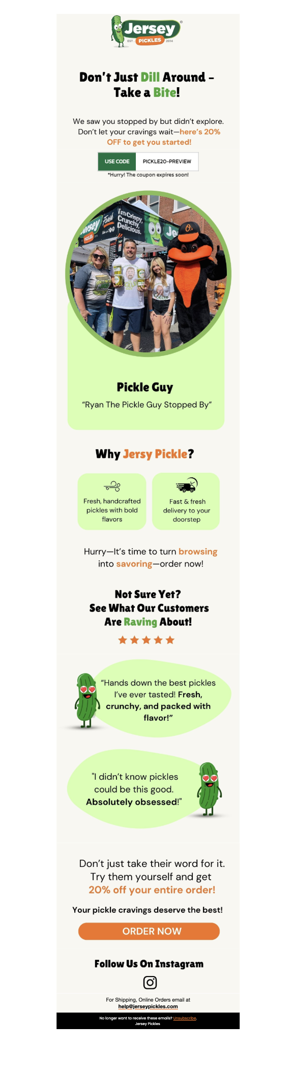 Jersey pickle Klaivyo email template
